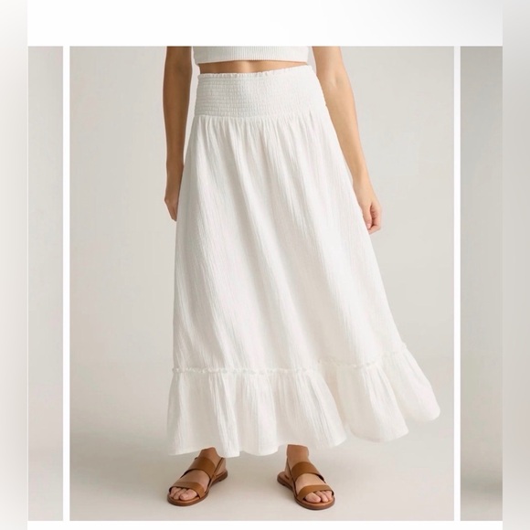 Quince Dresses & Skirts - Quince White Maxi Skirt with Ruffle Hem